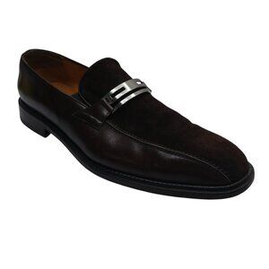 Paolo de Marco Brown Leather Suede Buckle Loafers Dress Shoes Mens 16